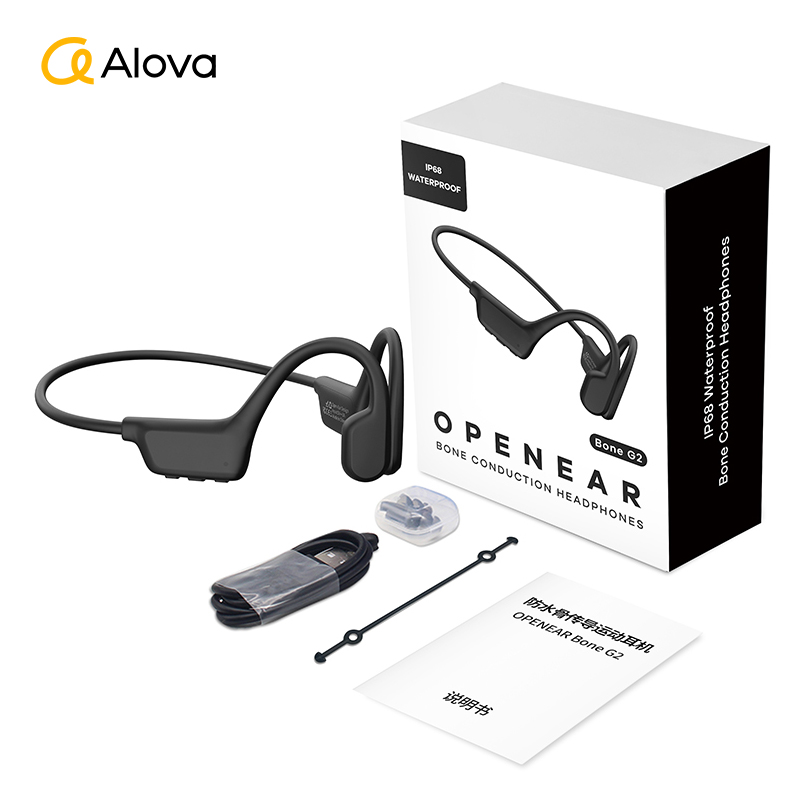 ALOVA New Design Bone Conduction Headphones IP68 Swimming Open Ear Wireless Headset Bluetooth Earphone product view