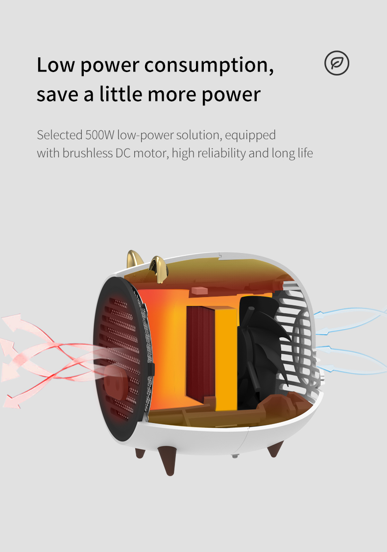 Wholesale Winter Cute Desktop Portable Heating Fan Mini Electric Air Heater Fan detail