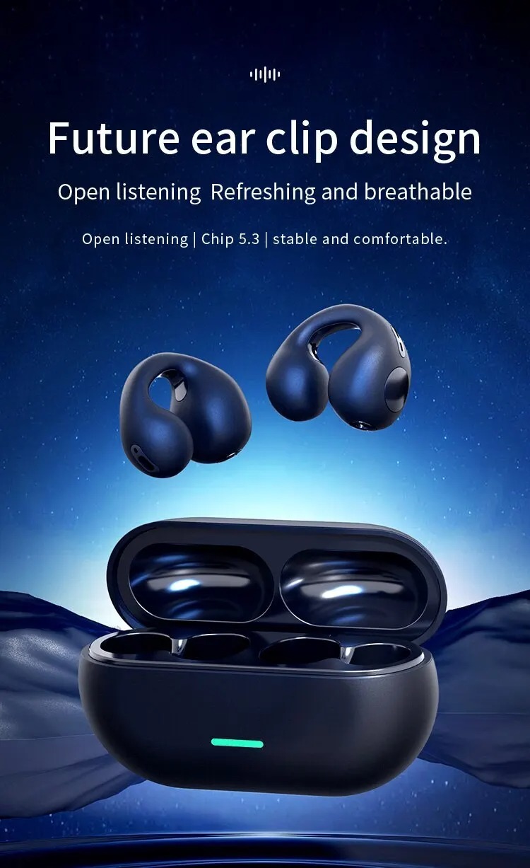 Clip-on  Earphones T75 TWS Earbuds Noise-Canceling Bone Conduction Earphones Wireless Sport Earbuds for Smart Phones detail