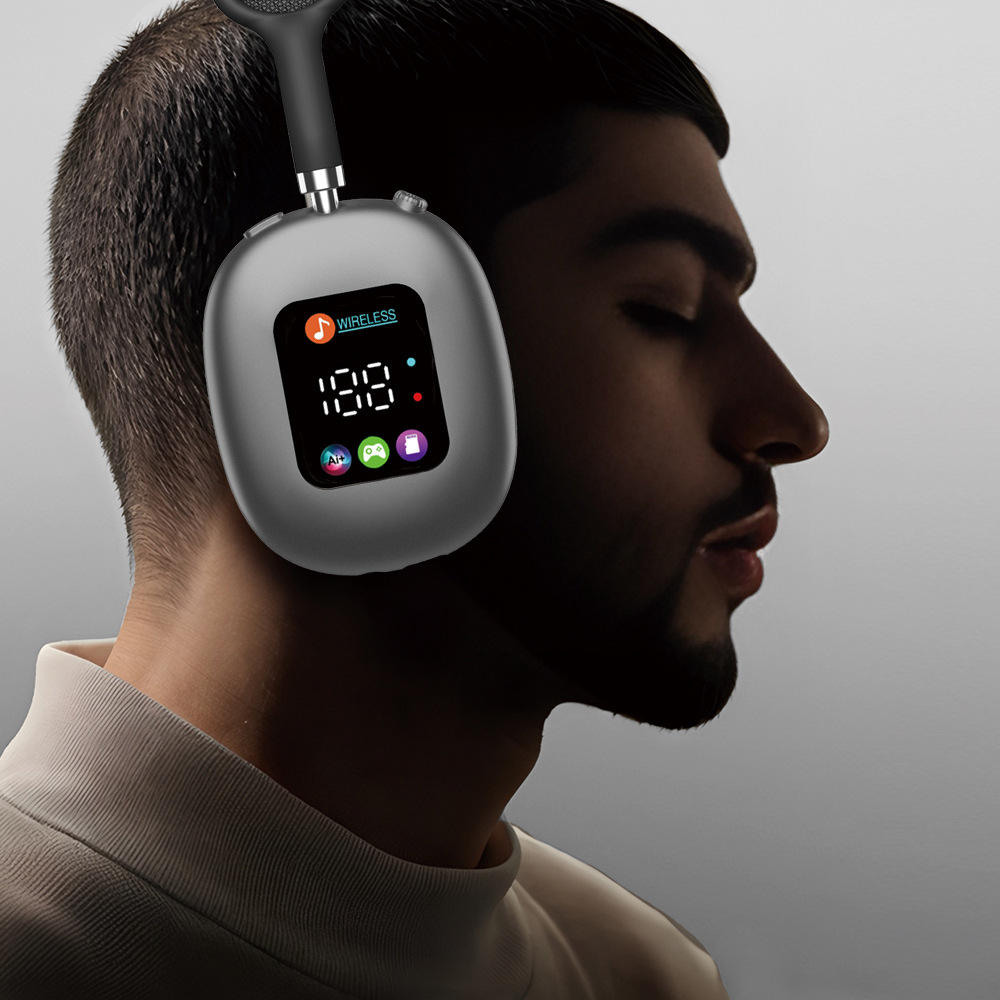 Foldable Lightweight Display Headphones Wireless Headset Bluetooth Earphones Noise Cancelling Over-Ear Gaming Headphone detail
