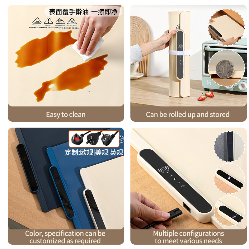 Silicone Flexible Heating Pad Foldable Warm Cutting Board for Household Kitchen Use with 2025 Updated Temperature Control product view