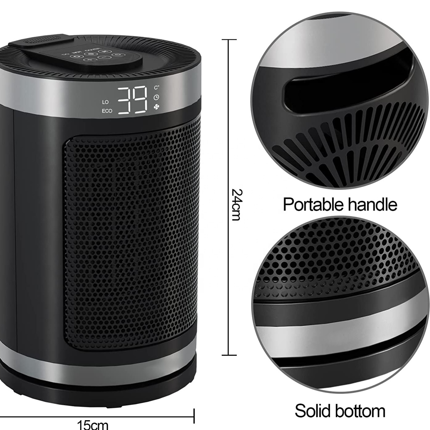 Indoor Fast Balanced Heating Quiet and Warm1350W/2000W Standing Electric PTC Ceramic Heater product view