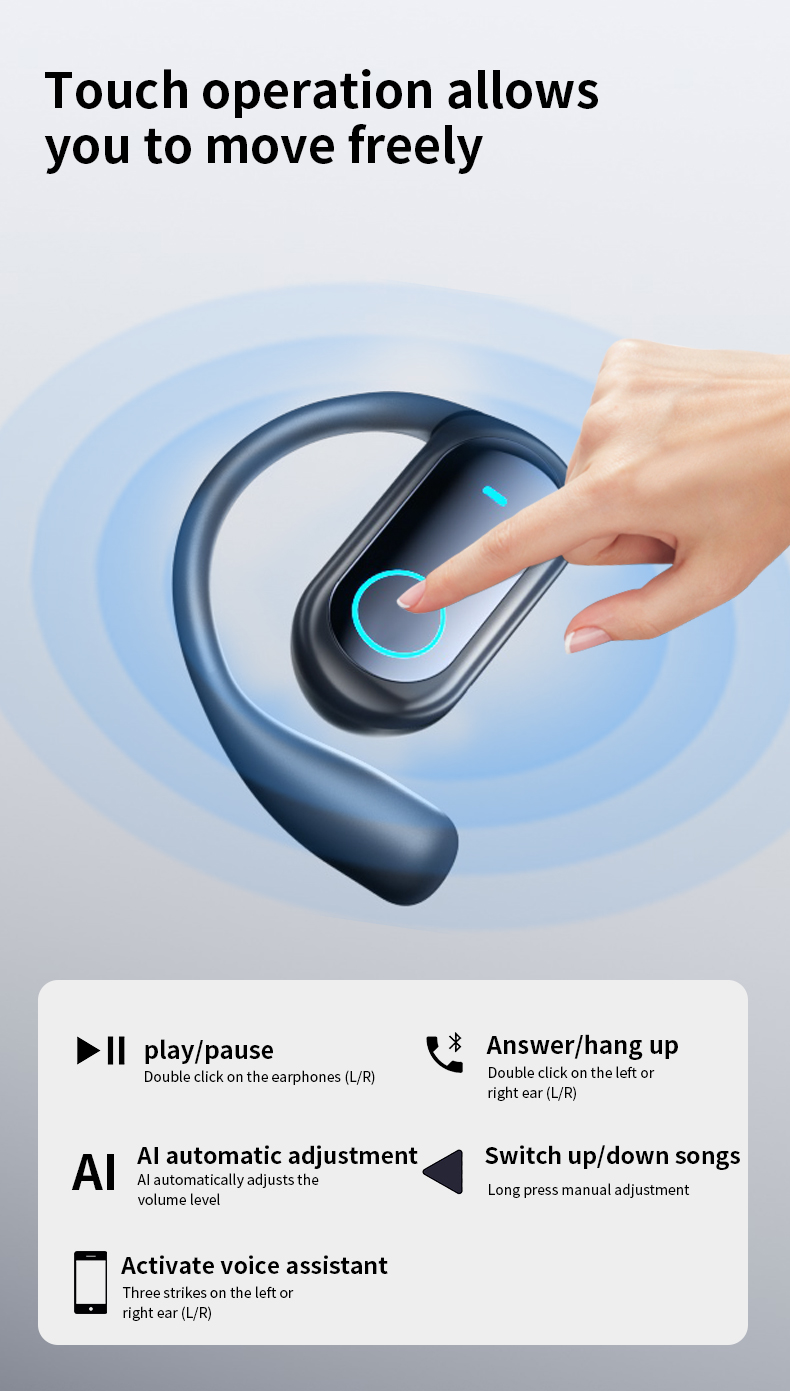 Shiny Q17 AI Earbuds OWS Ture Wireless Headphone AI Translator Earbuds Two-way Real Time Translation Earhook Earphone detail
