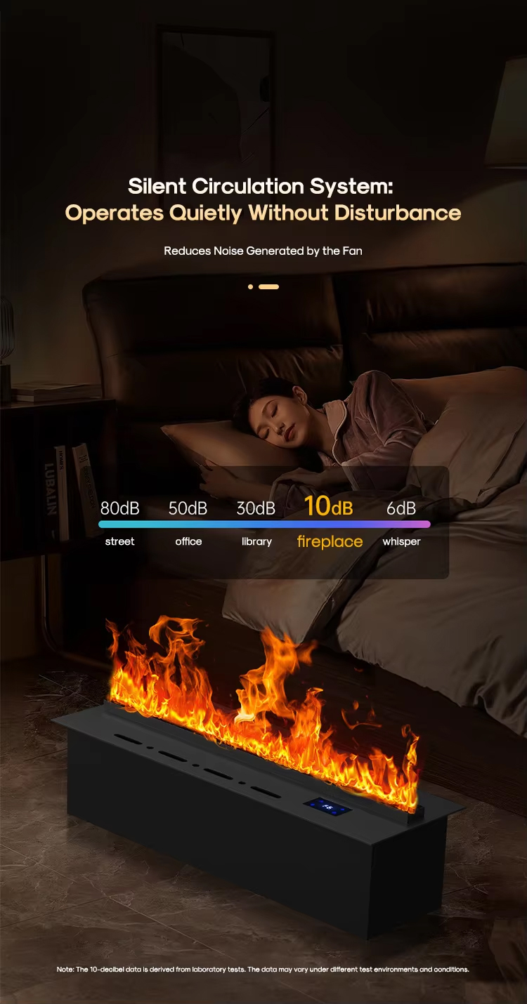 CE Certified Misting Fireplace Heater, Smart Remote, Dancing Flame, Humidifier for Modern Home Decor detail