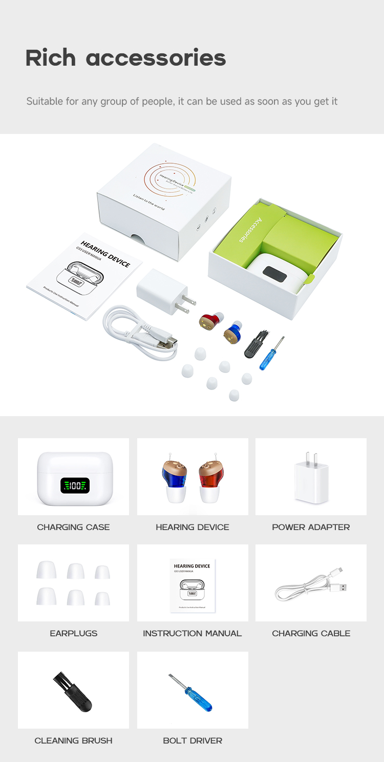 Greatears Rechargeable CIC In-Ear Hearing Aids-Portable Wind-Resistant for Elderly detail