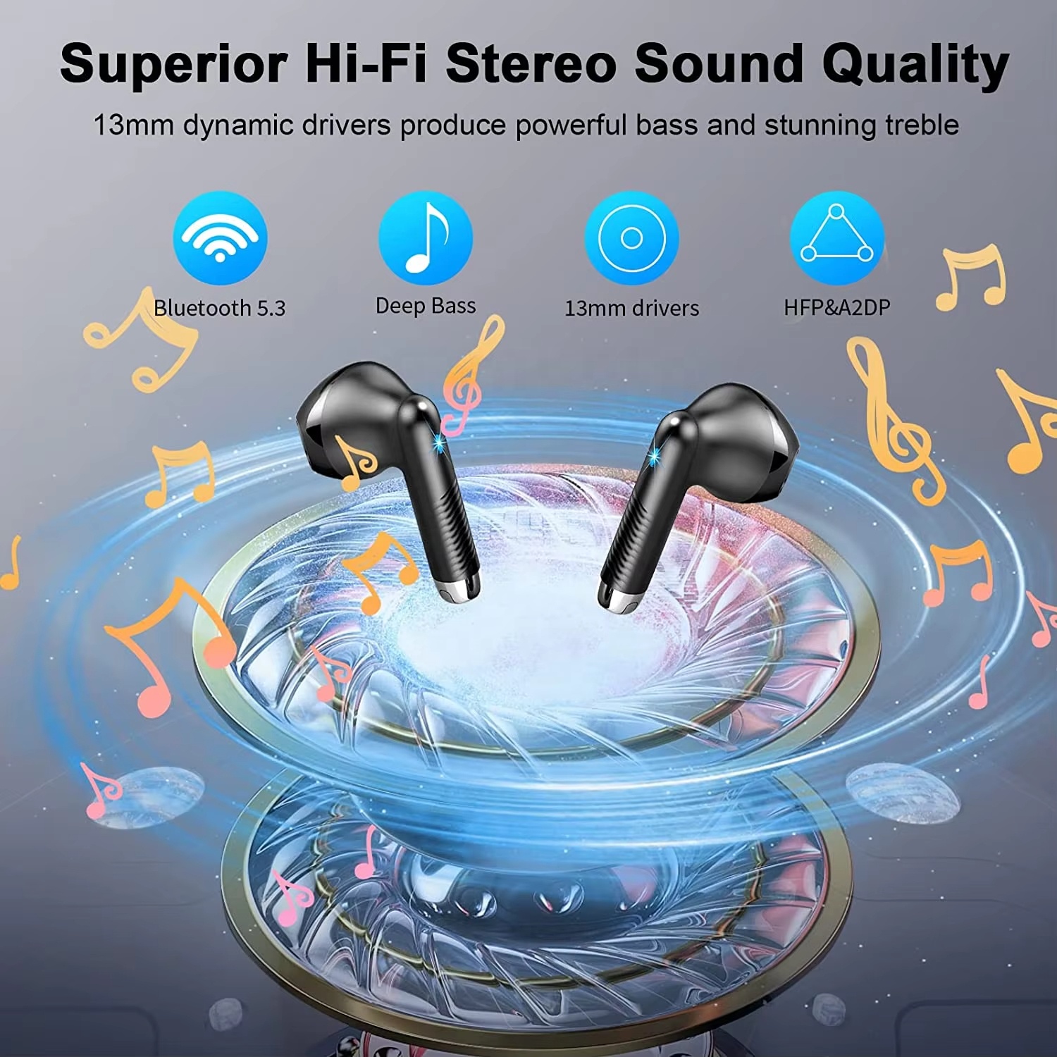 HE-050A HD Digital Display True Wireless Earphones Semi-In-Ear Anc Earbuds with Digital Display Earphone product view