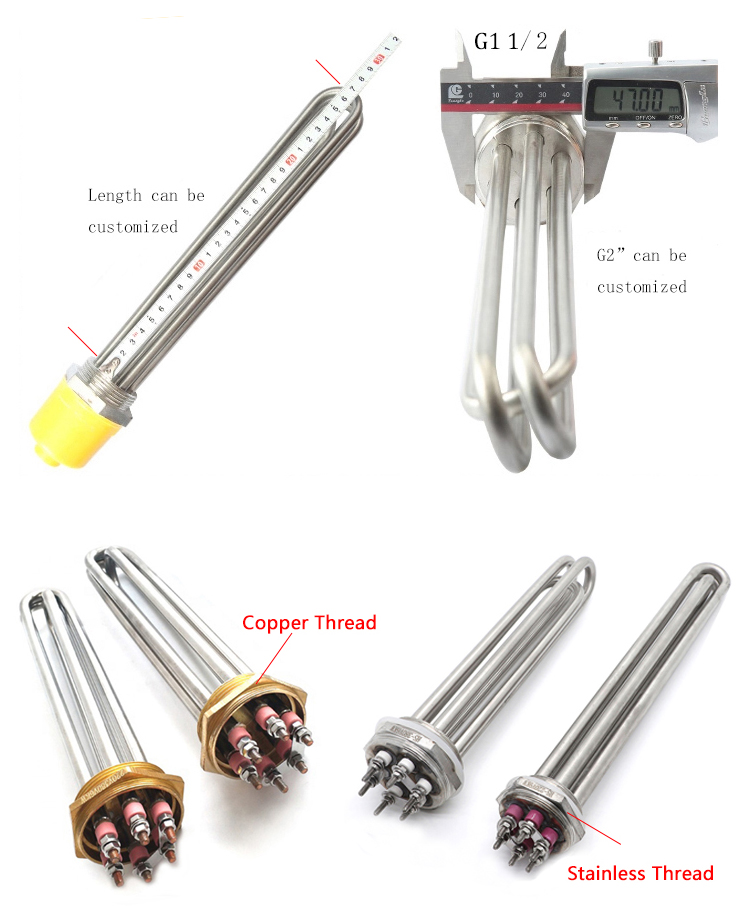 220v 3kw 6kw 9kw 12kw Stainless Steel Tubular Immersion Rod Electric Boiler Water Heater detail