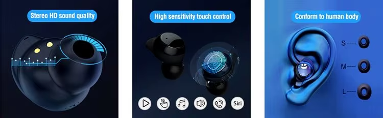 T9 Portable Bt 5.3 Wireless Mini In-ear Earphone 9D Stereo IPX7 Earphones Gaming Music Low Latency Tws Earbuds Wireless Earphone detail