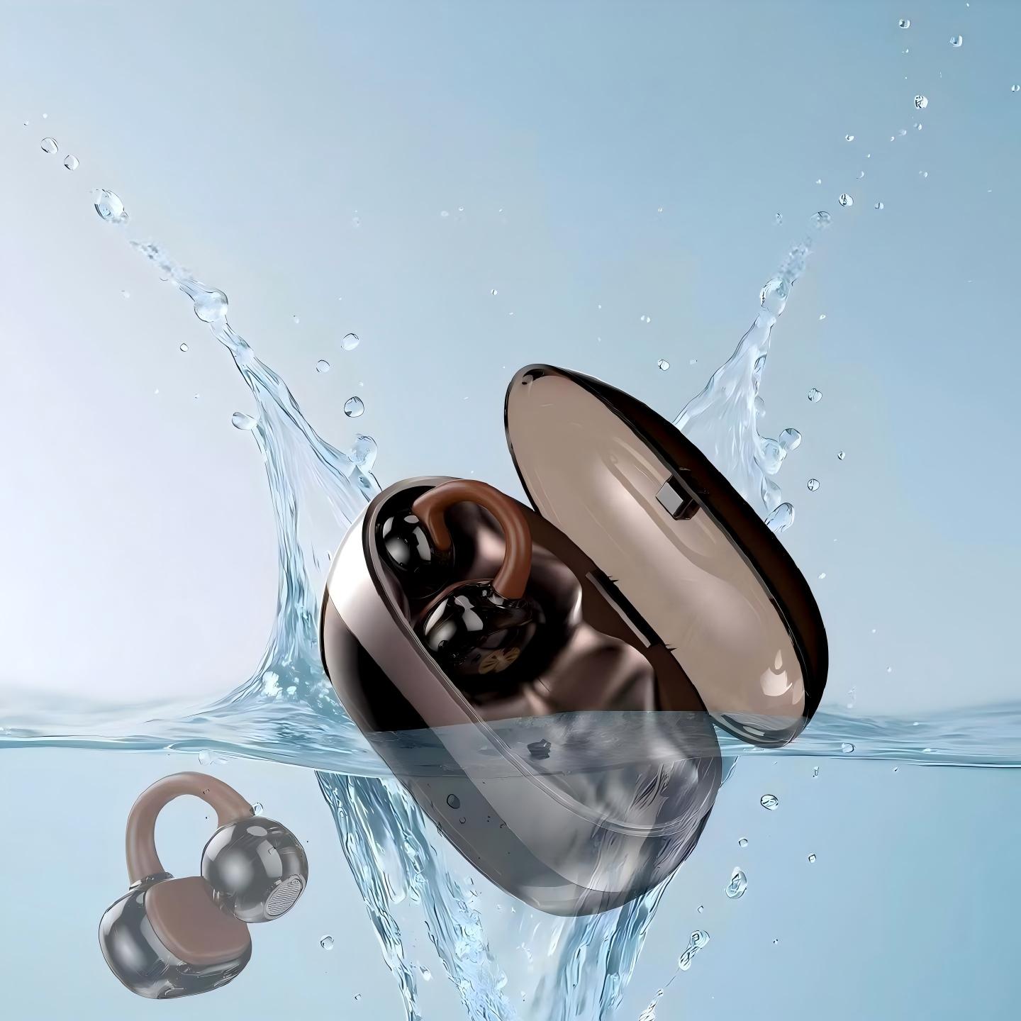 Removable Battery Tws Wireless Earbuds Glass-Back Clasp True Clip on Earphones Bluetooth Ear Clip Sports Gaming Headphones detail