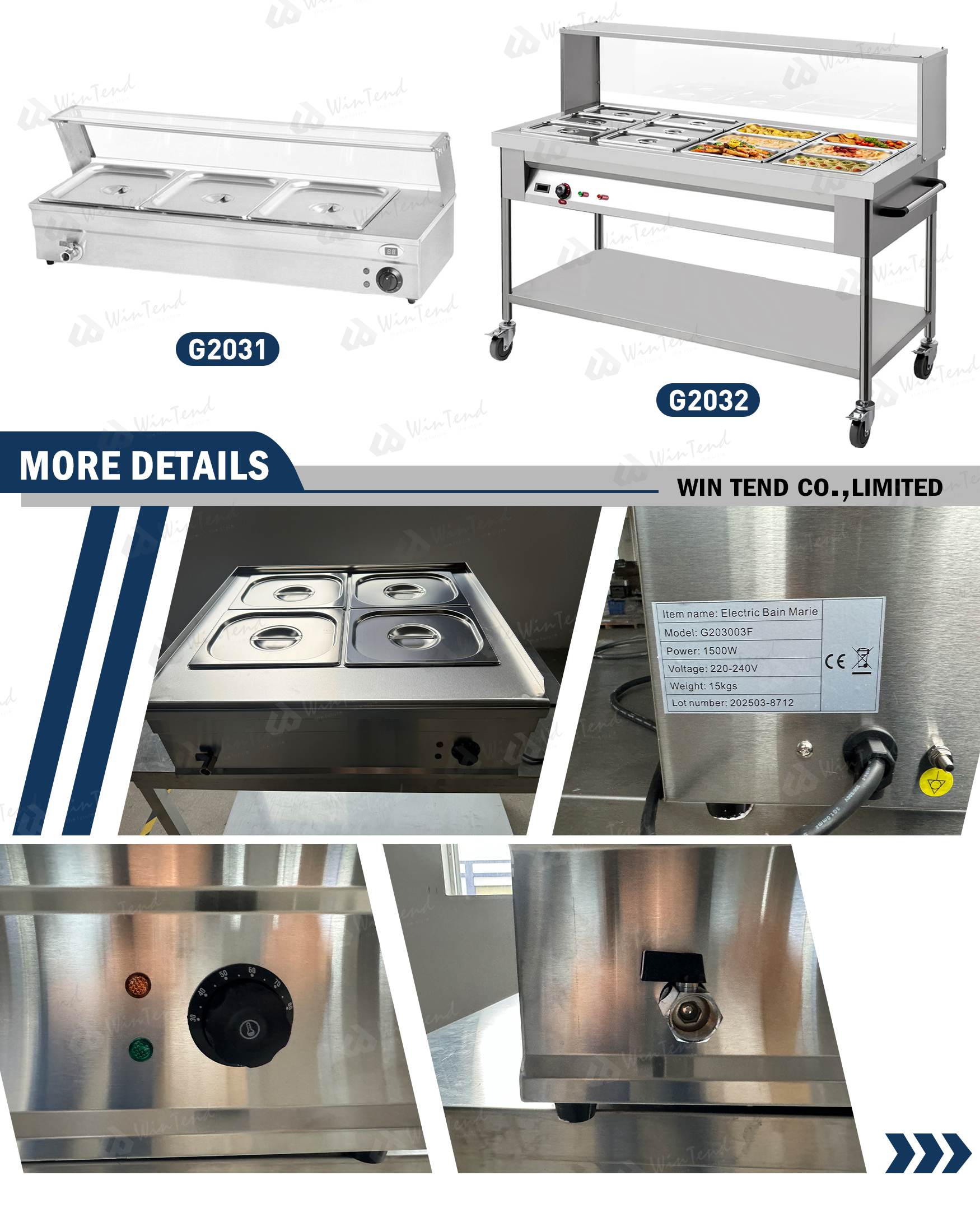 Commercial Bain Marie Food Warmer Display 4 Pans Heater Stainless Steel Electric Buffet Heater detail