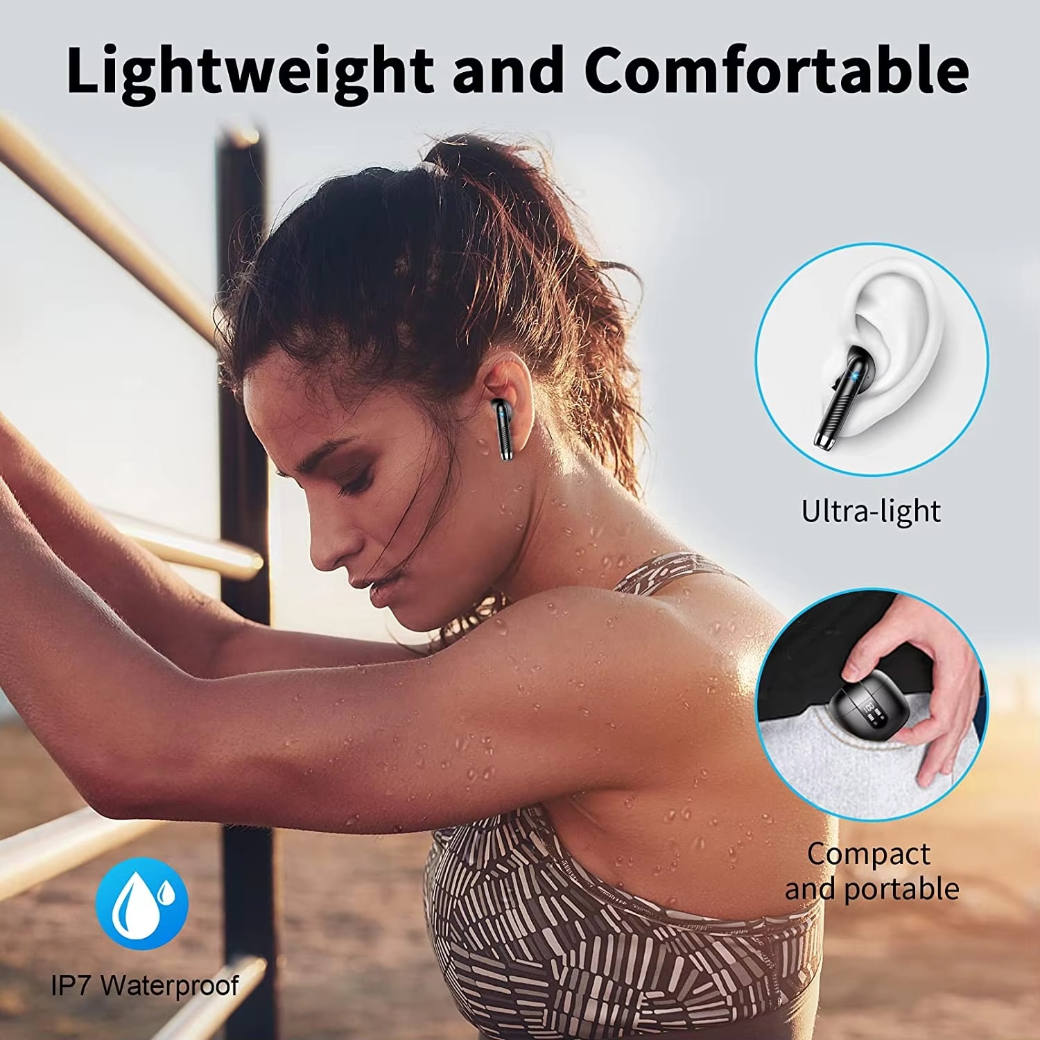 HE-050A HD Digital Display True Wireless Earphones Semi-In-Ear Anc Earbuds with Digital Display Earphone product view