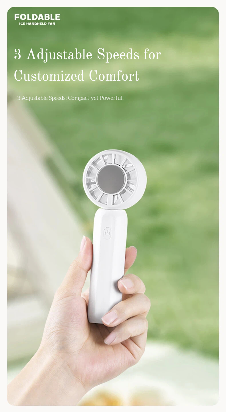 2026 Outdoor Summer Strong Wind Three-Speed Household Handheld Foldable Electric Portable Mini USB Rechargeable Air Cooling Fan detail