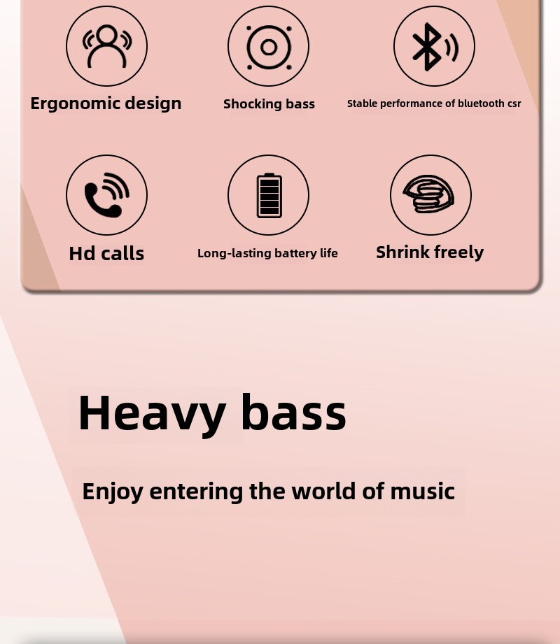 All-Inclusive Wireless Bass Long Life Head-Mounted Bluetooth Direct Sales Cross-Border Popular LED Headphones detail