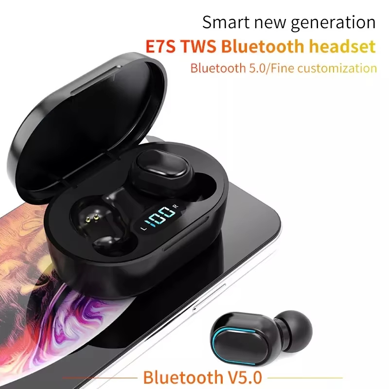 Cheap Price E7S Top Selling TWS Active Noise Cancelling LED Power Display Sport Blue Tooth Wireless Earphones detail