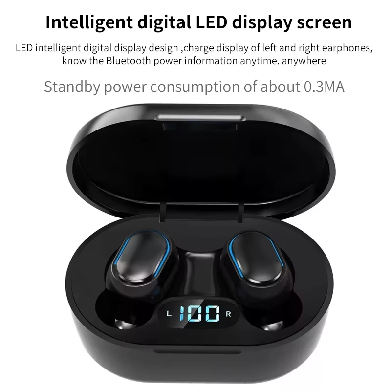 Cheap Price E7S Top Selling TWS Active Noise Cancelling LED Power Display Sport Blue Tooth Wireless Earphones detail