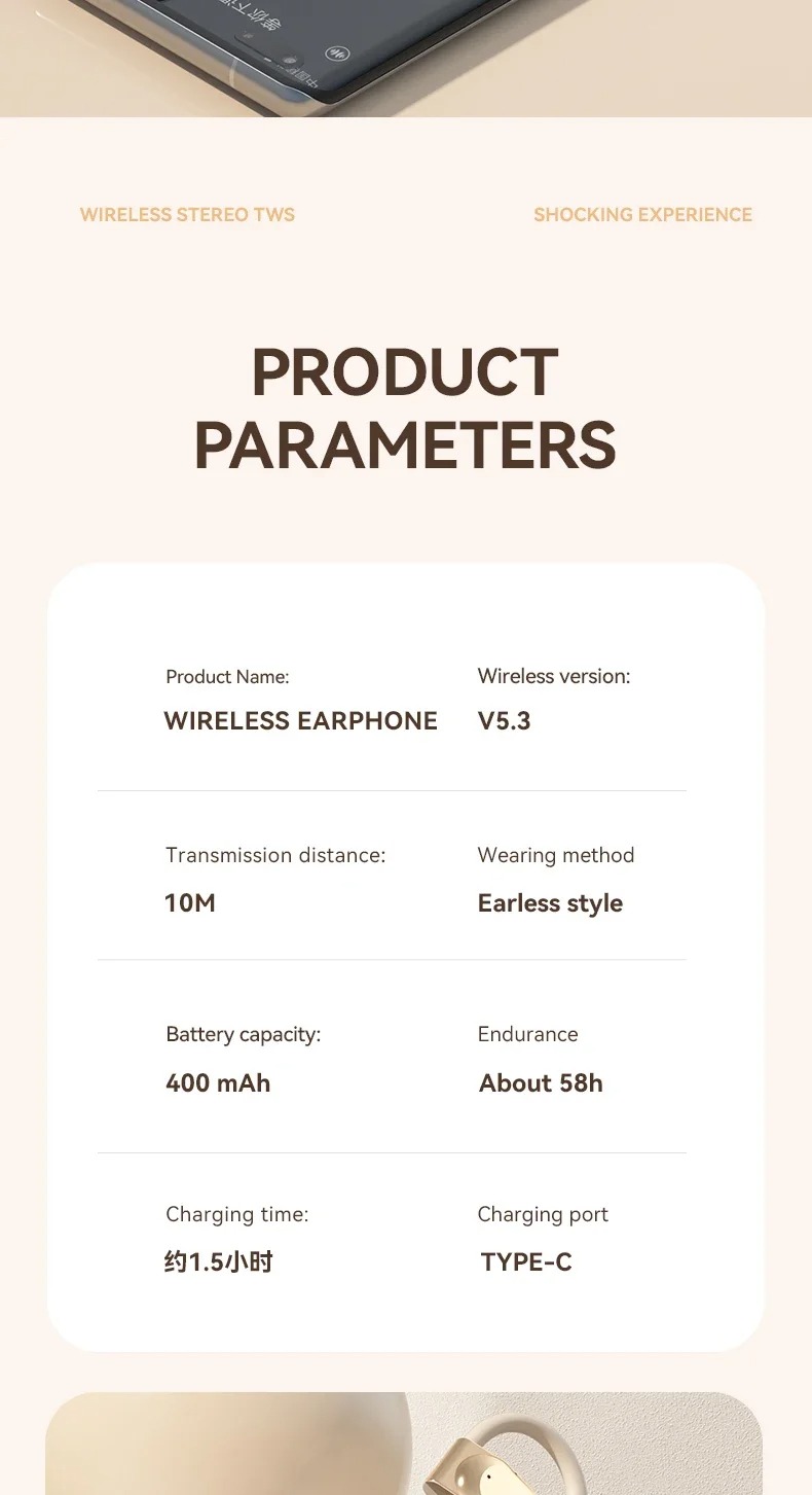 Hot Selling Ai Translator Earbuds 144 Languages Ear Hook Open air Conduction Tws BT Wireless Smart Translate Earphone detail