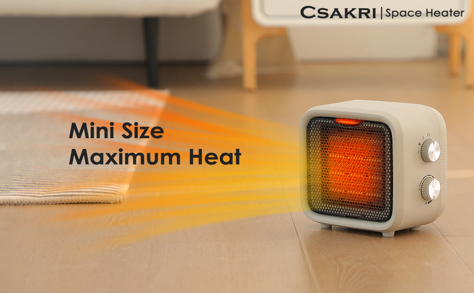 Portable PTC Electric Heaters Indoor With Thermostat Small Heater Space Heater With Heating and Fan Modes for Bedroom Office detail