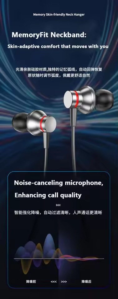 S-06 Transparent Wireless Earphones Magnet Neckband Headphones Sports Earphone Digital Display for Gaming Sport Stereo Headset product view