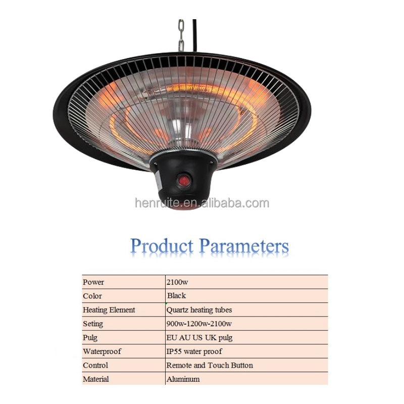1500W Ceiling Electric Heater with Remote, Hanging Outdoor Heater with IP55 Waterproof 3 Heat Settings detail