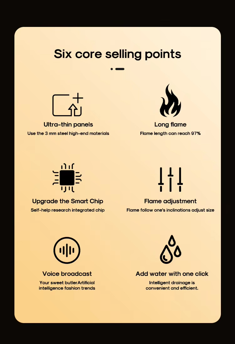CE Certified Misting Fireplace Heater, Smart Remote, Dancing Flame, Humidifier for Modern Home Decor detail