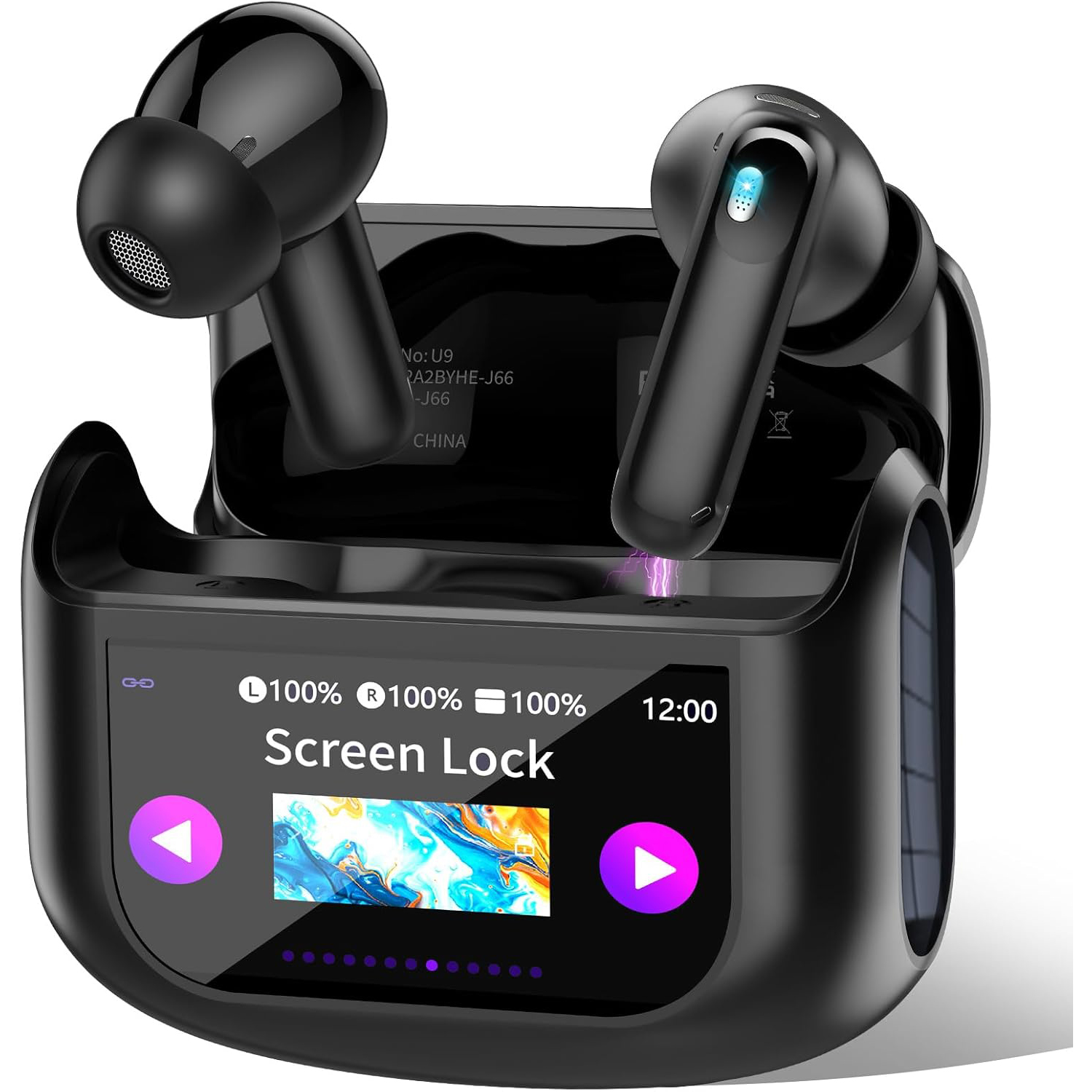 HE-076D Wireless Earbuds Bluetooth 5.4 Headphones Multi Function Touch Screen Tws Earbuds with 4 Mic Noise Cancelling Ear Buds