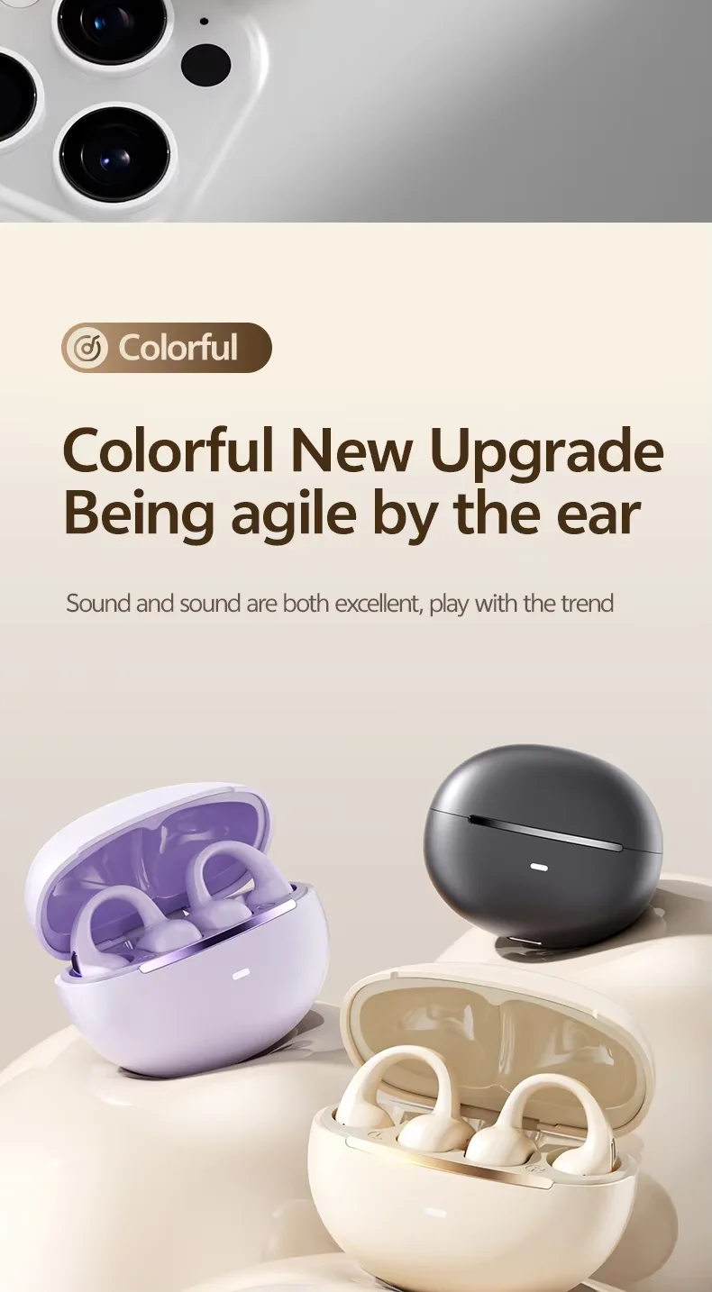 Best Seller M136 Open Ear Clip Earbuds 5.3 Bluetooth Sports Headphones HD Call Noise Cancelling LED Display Audifonos Bluetooth detail