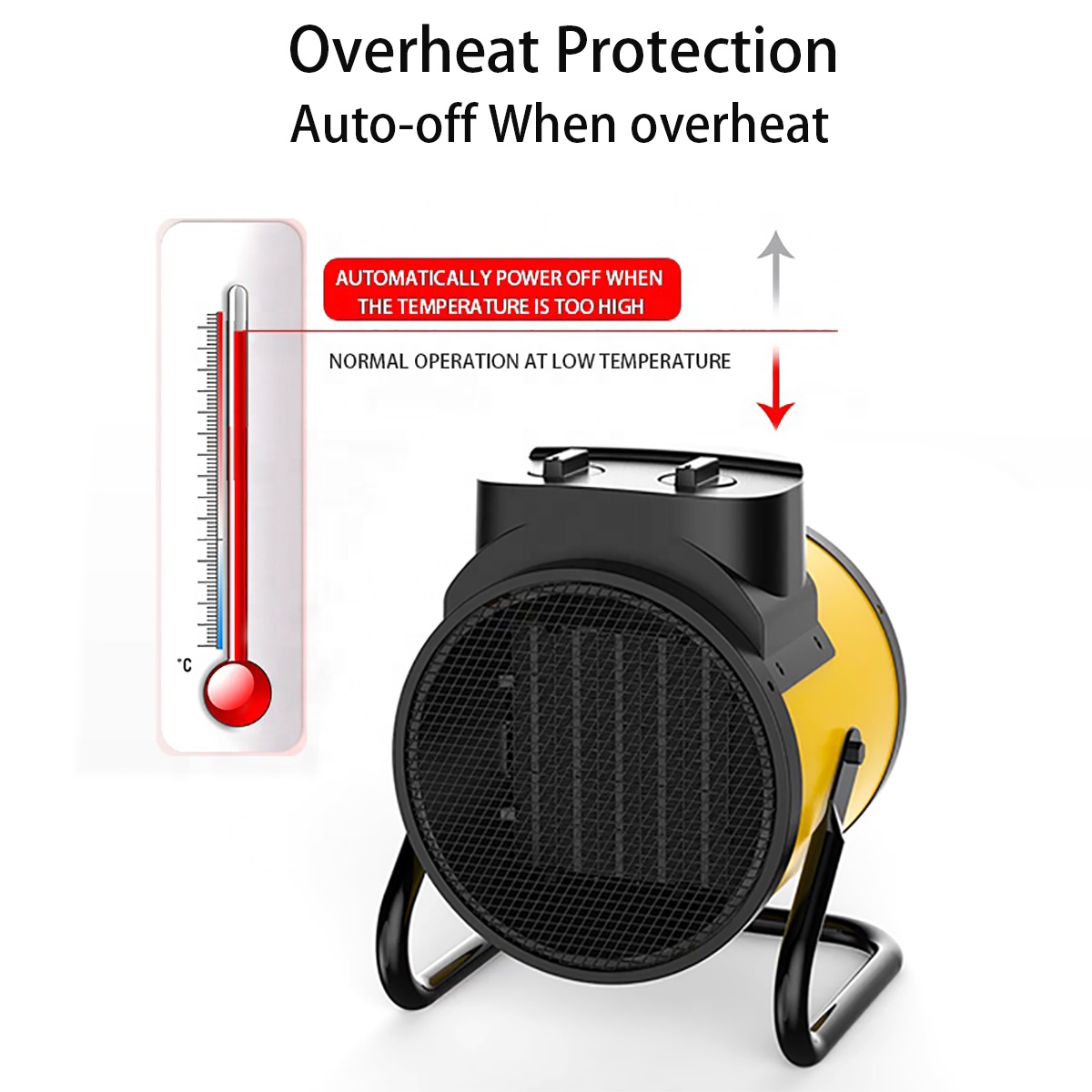 3KW Indoor Room Space Electric Fan Heaters Portable Industrial PTC Air Heater for Home Bedroom Office product view