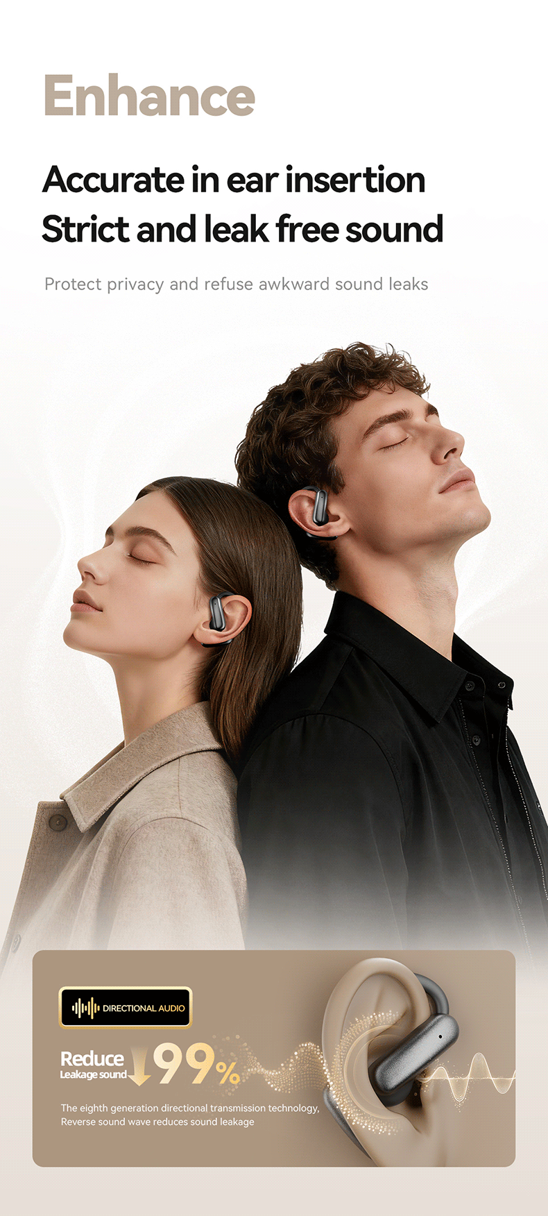 Hi-Res Audio Wireless Earbuds Mini Earrings Ear Clip Sports Earphones HD Voice Call 30ms Low Latency IPX5 Noise Cancellation detail