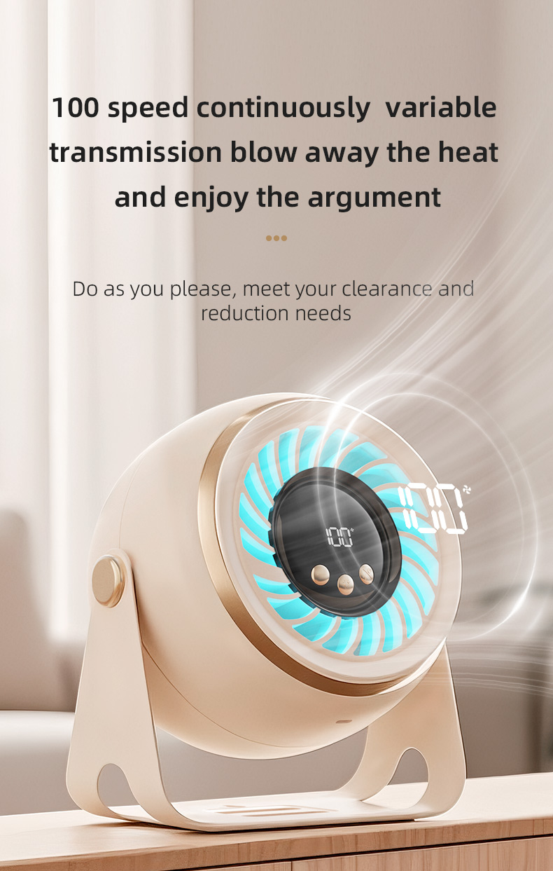 Wholesale Small Desktop Electric Fan Silent Plastic Turbine Circulation Wall Mount Charging Mini Portable Desk Air Cooling Fan detail