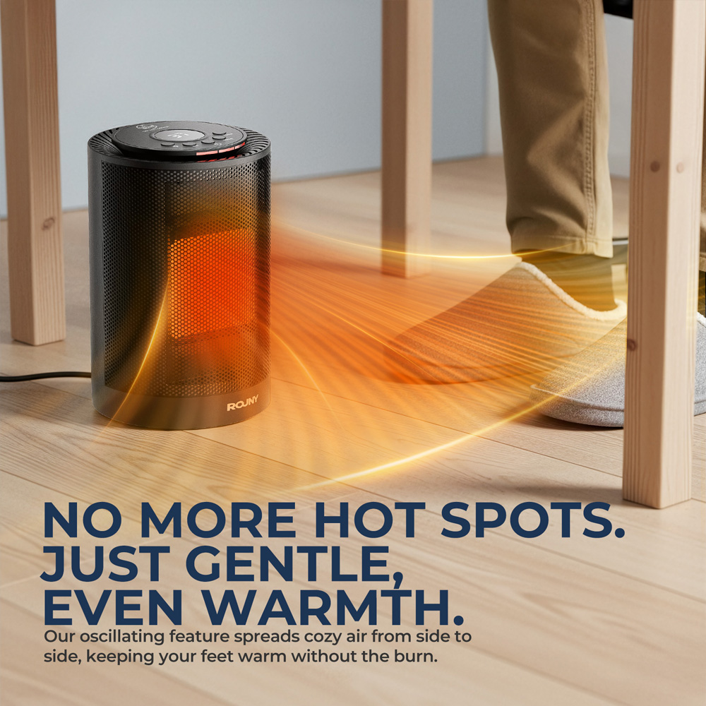 Portable PTC Heater, Hot Air Convection Fan Heater with 16-37℃ Thermostat, Oscillating Electric Space Heater for Home Office product view