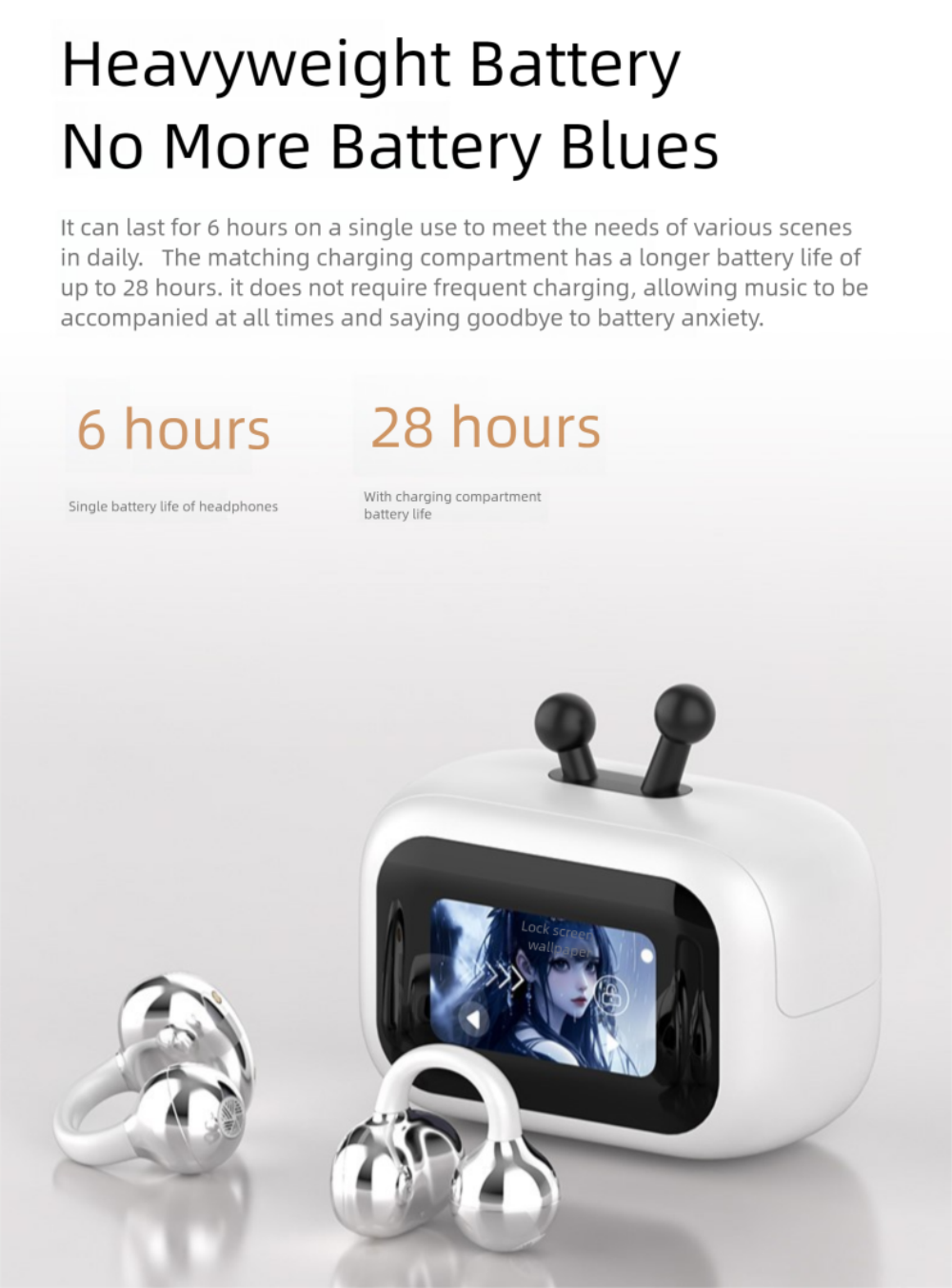 Open Ear Air Conduction Earbuds with Touchscreen Case Ear Clip Air Conduction Headphones OWS Wireless Bluetooth Earphones detail