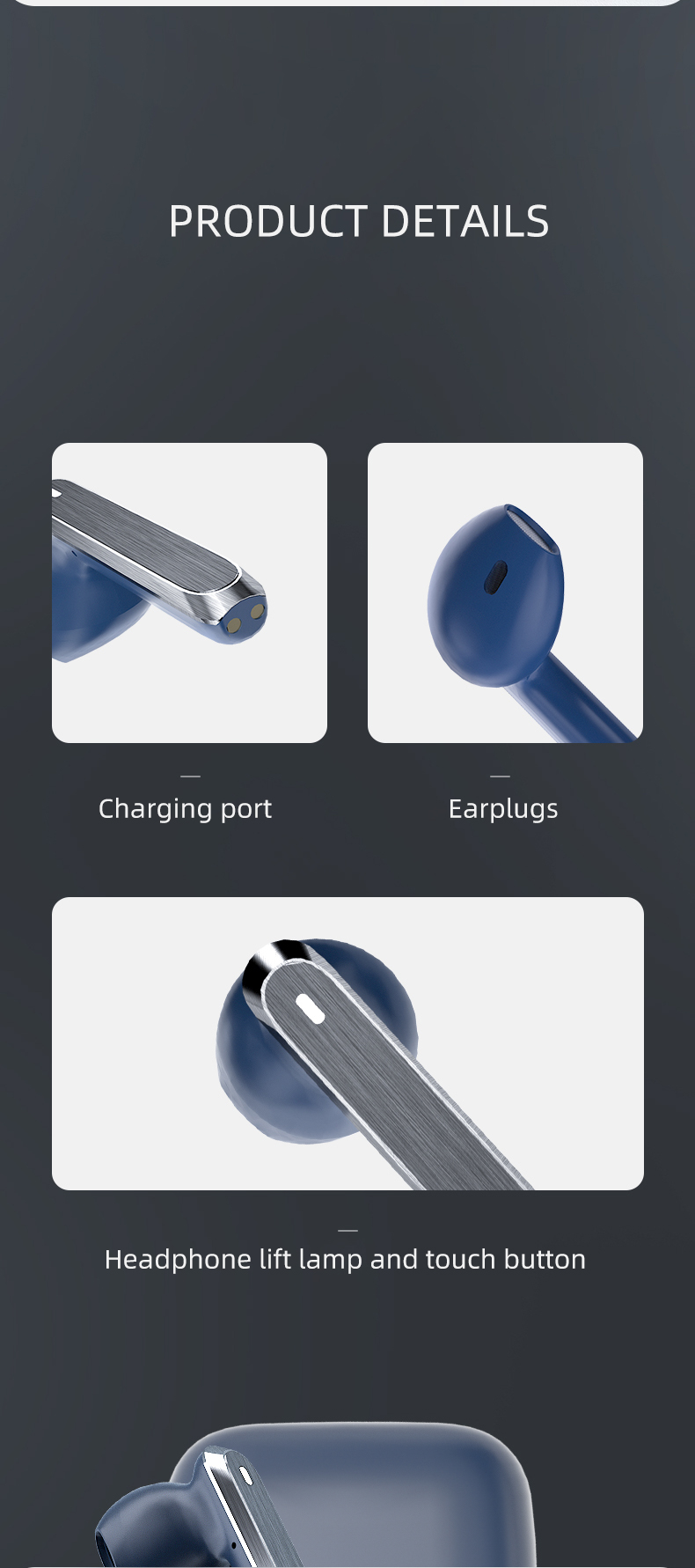 HBNKH Wireless Earphones Stereo Wireless Headset Two-channel Noise Reduction Earbuds detail