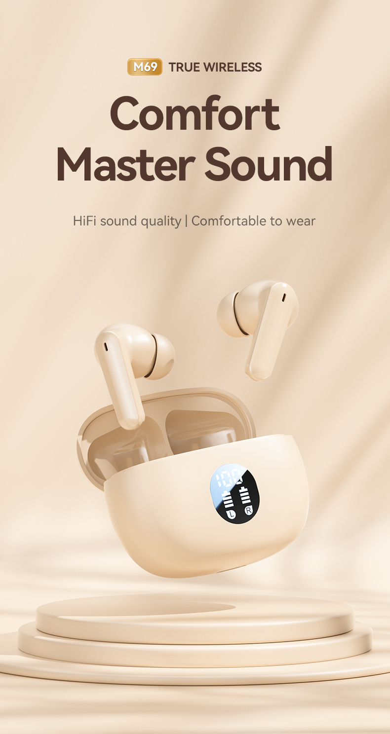 2026 Newest M69 Tws Hot Selling Wireless Earbuds 5.4 Earphone Gaming Headset Stereo Sound Music In-Ear Earphone detail