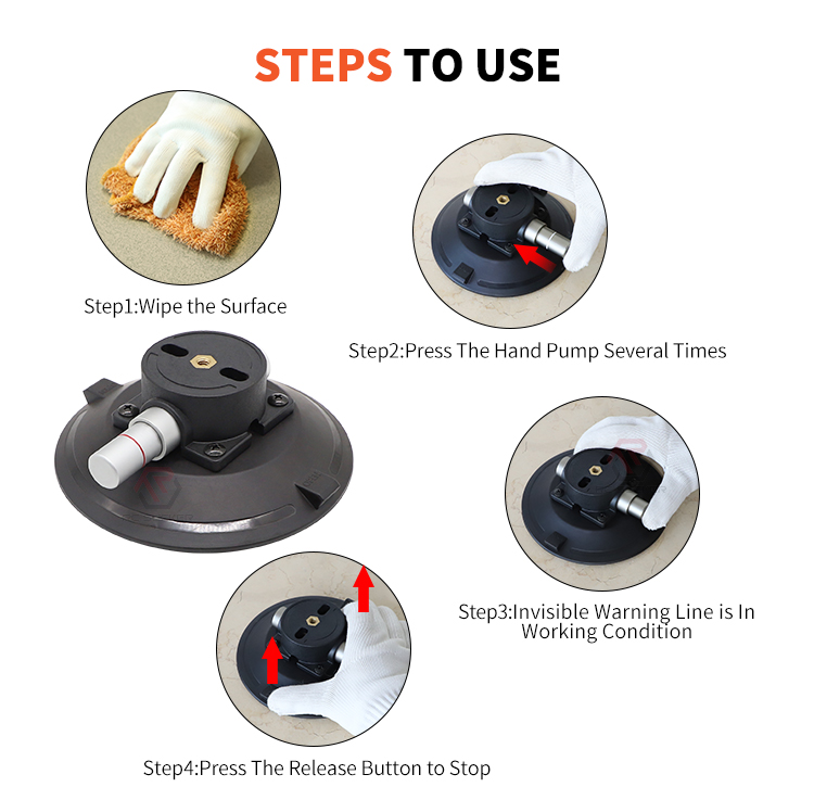4.5 Inch Suction Cup Phone Holder Vacuum M6 M8 1/4"20 Metal Aluminium Hand Pump Strong Cups for Glass Marble Fixing Camera detail