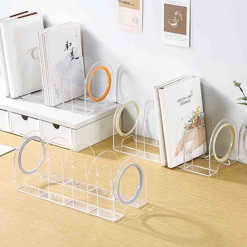 Multi Function Desktop Decorative Book Organizer File Holder Clear Plastic Bookshelf for Home detail
