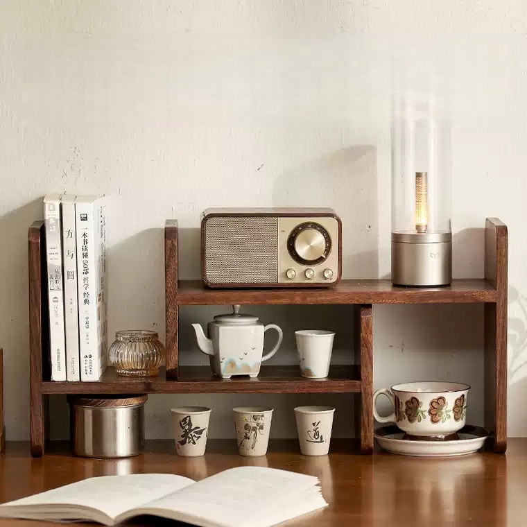 Solid Wood Standing Type Storage Rack Modern Coffee & Dining Table Cup Holder Desktop Bookshelf