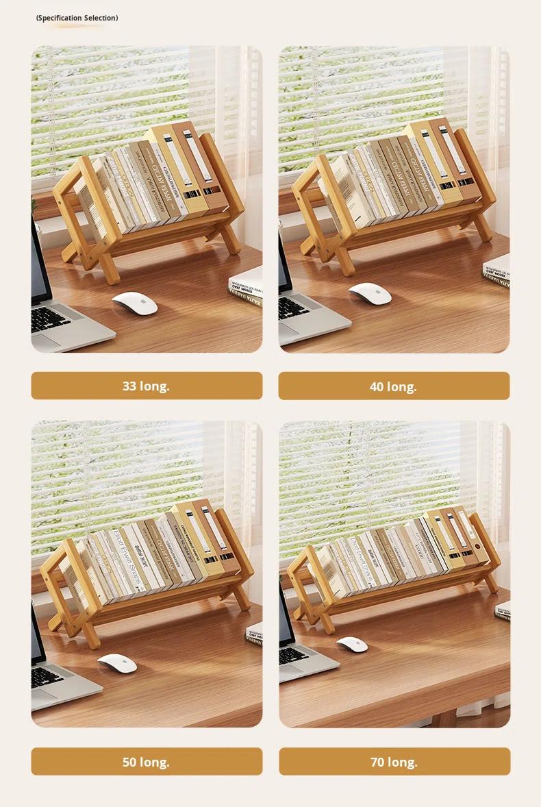 Desktop Bamboo Bookshelf Storage Rack with Adjustable Partitions for Children's Student Desk Corner High-Value Small Design detail