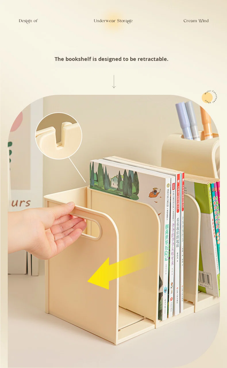 Plastic Desktop Storage Box Student Book Organizer Book Stand Large Capacity Bookshelf Pen Holder detail