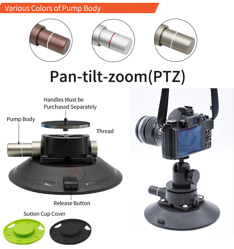 4.5 Inch Suction Cup Phone Holder Vacuum M6 M8 1/4"20 Metal Aluminium Hand Pump Strong Cups for Glass Marble Fixing Camera detail