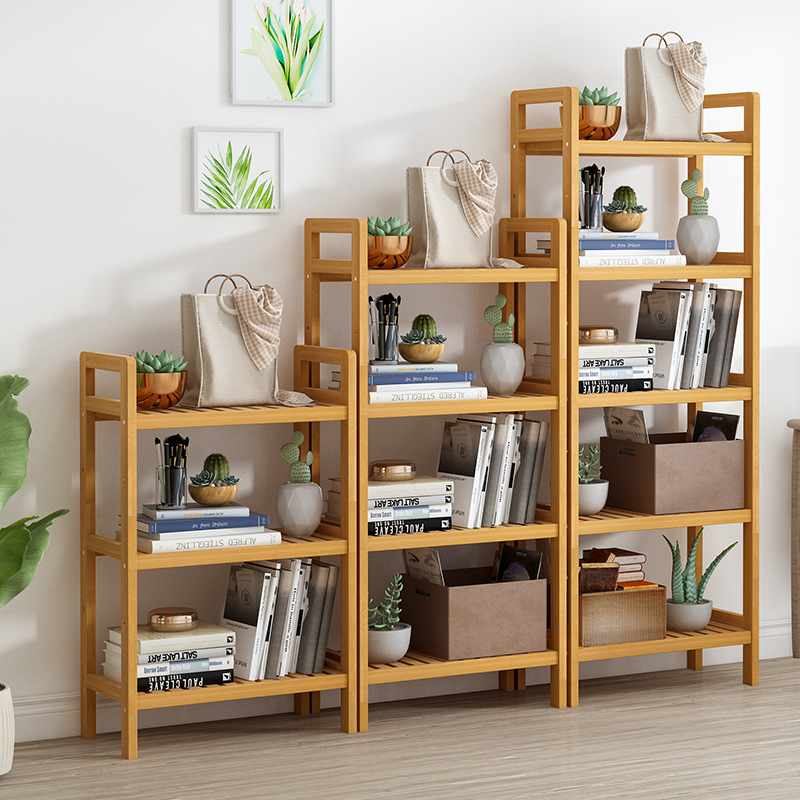 HOSTK 2 3 4 -Tier Large Small Home Office Natural Multiple Customization Desktop Adjustable Bookcase Storage Bookshelf Bamboo product view