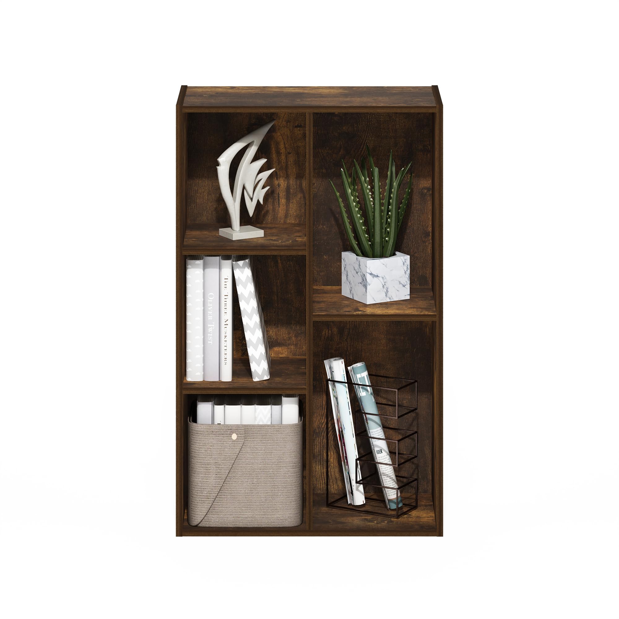 Living Room Desktop Open Storage Cabinet Modern Multi-Purpose 5-Cube Wooden Bookcase Storage Shelves detail