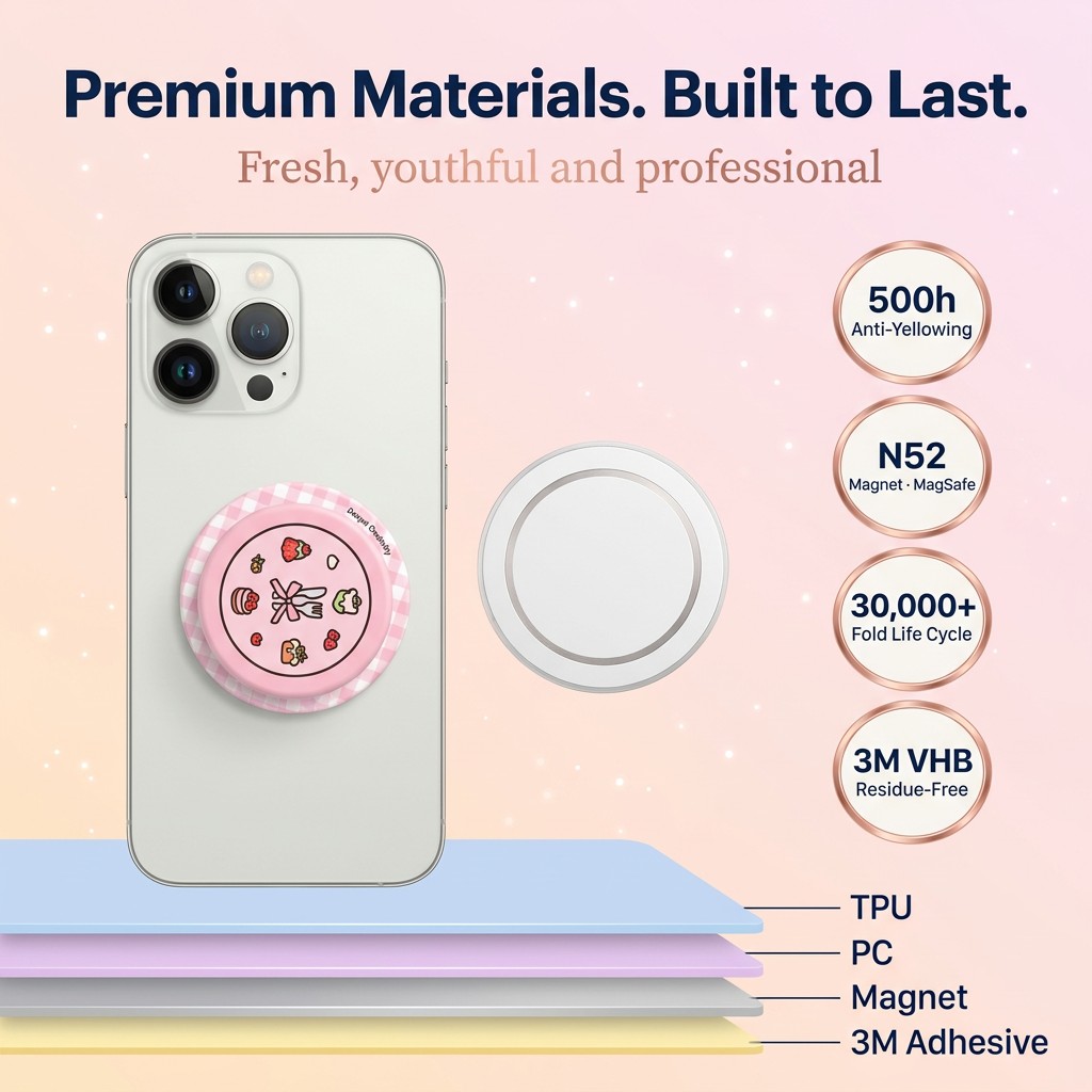 OEM Transparent Acrylic Magnetic Airbag Phone Ring, Anti-Drop Foldable Desktop Stand product view