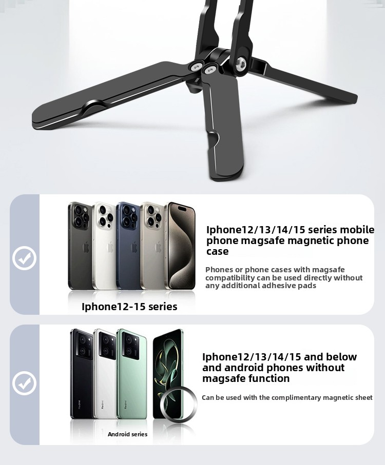 New Flexible Dashboard Mount Portable Folding Magnetic Phone Stand Aluminum Alloy for for Compatible Private Mold for Desk detail