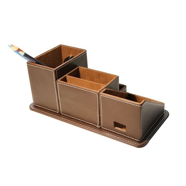 LG-B050 Classic Design Leather Made Multi-functional Pen Desk Holder Organizer Foldable Detachable Design High Quality Office detail