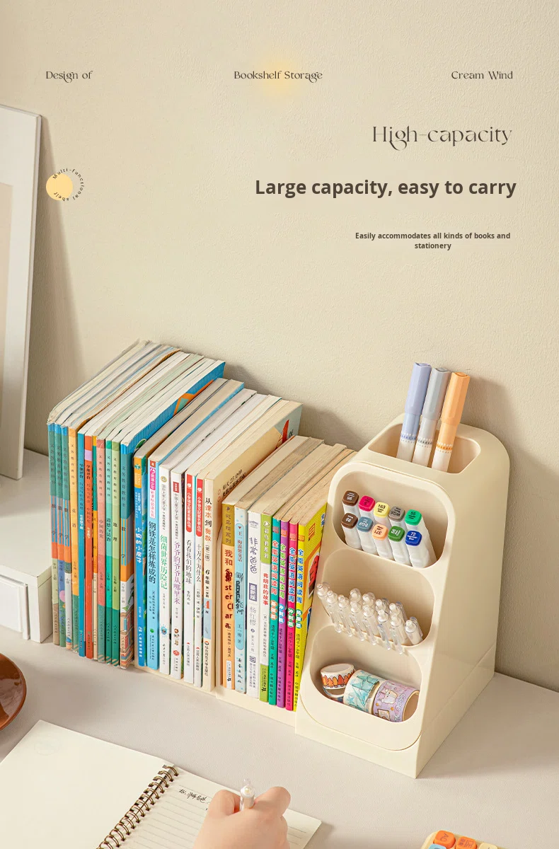 Plastic Desktop Storage Box Student Book Organizer Book Stand Large Capacity Bookshelf Pen Holder detail