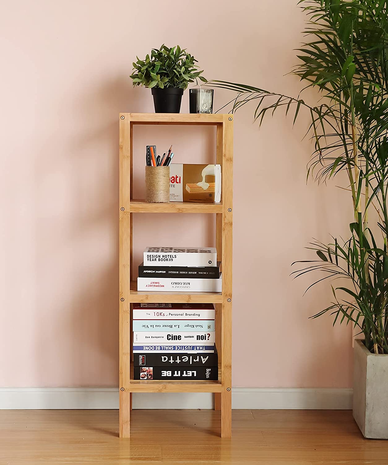 Ins Wholesale Bamboo Desktop Organizer Book Shelf for Home Standing Desktop Bookshelf detail