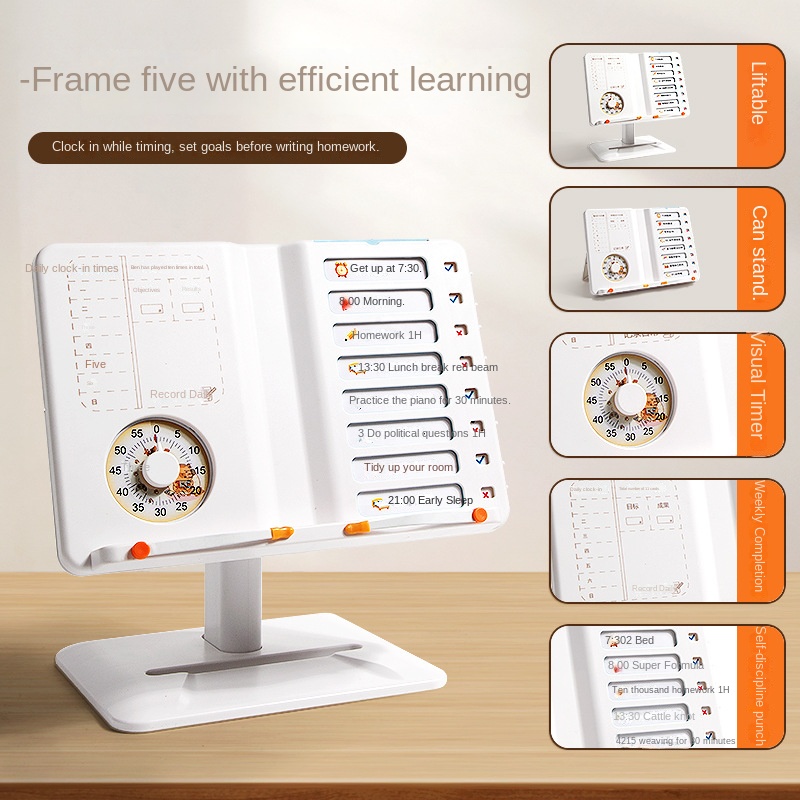 Adjustable Plastic Pin-Card Desktop Reading Rack Multi-Function Self-Discipline Bookshelf for Students Children Bookends product view
