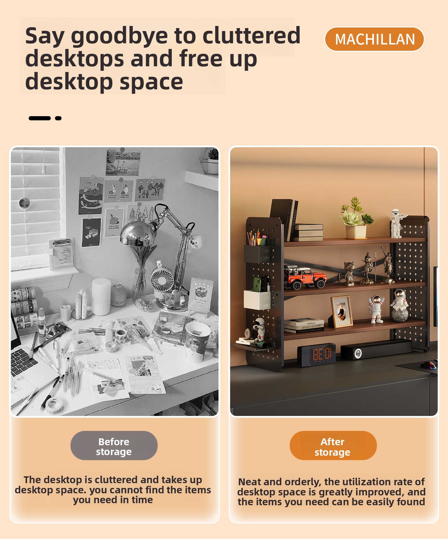 Durable Desktop Shelf Table DIY Pegboard Bookshelf Computer Desk Multi-Layer Storage Rack Office Display Rack Precious Metals detail