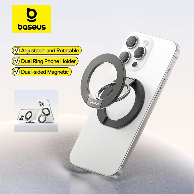 For Magnetic Dual Ring Stand for 17/16/15 Pro Max Double Sided Magnetic Kickstand Bed Use Phone Holder