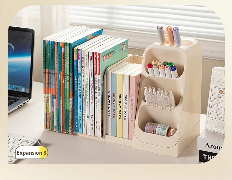 Plastic Desktop Storage Box Student Book Organizer Book Stand Large Capacity Bookshelf Pen Holder detail